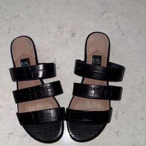 Zac Posen Black Croc-Embossed Sandals NWOB size 7